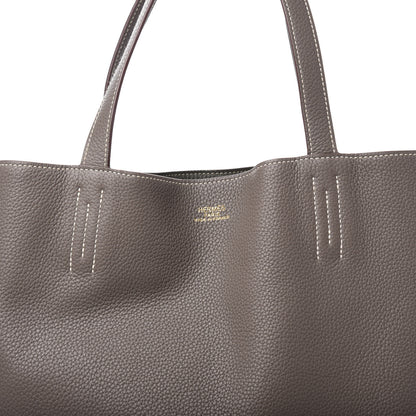 Hermes Taurillon Clemence Double Sens 36 Reversible Tote Etoupe Etain 8 of 16