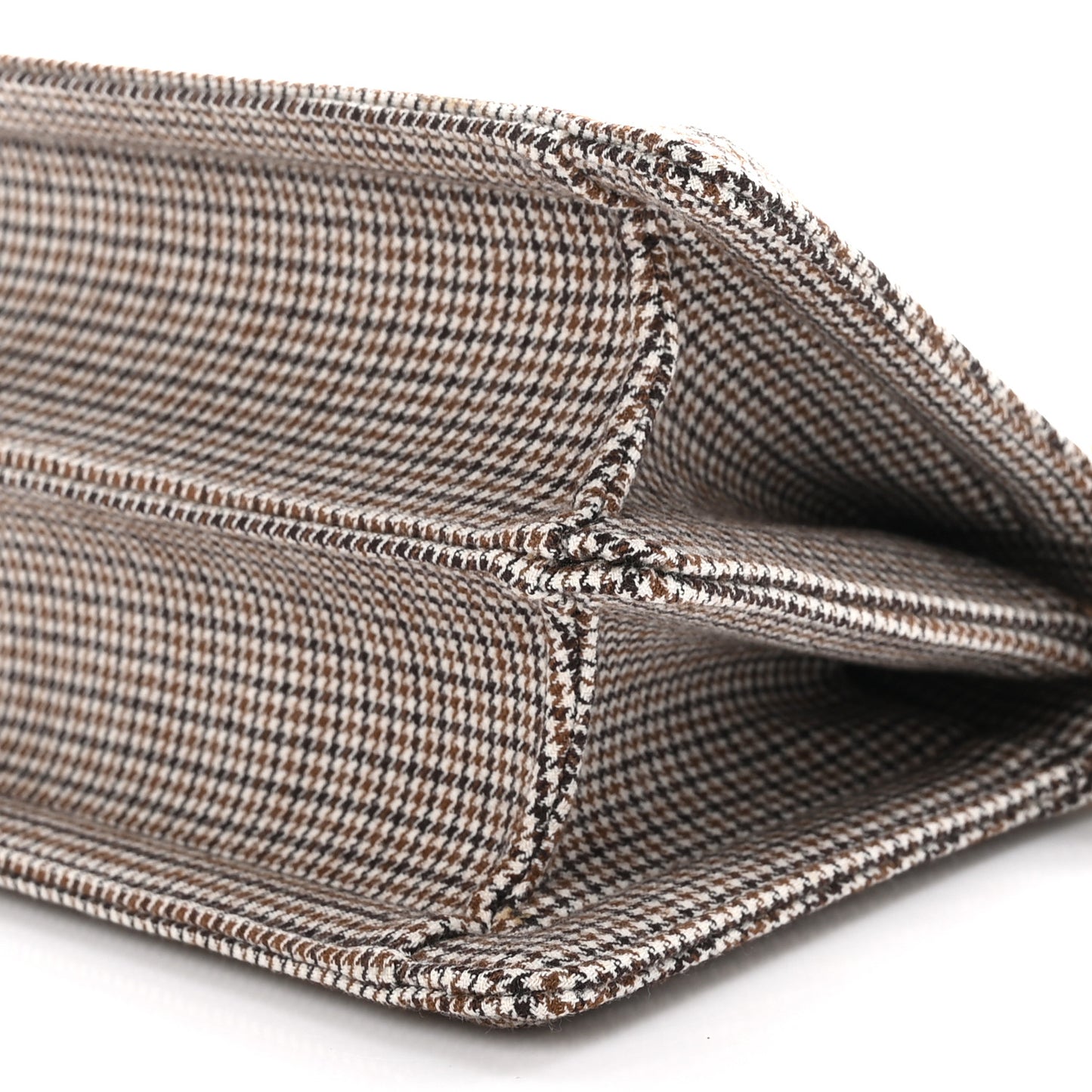 Wool Fabric Jacquard Cuoio Small Houndstooth FF 1974 Petite Peekaboo I SEE U Satchel Grigio Anthracite