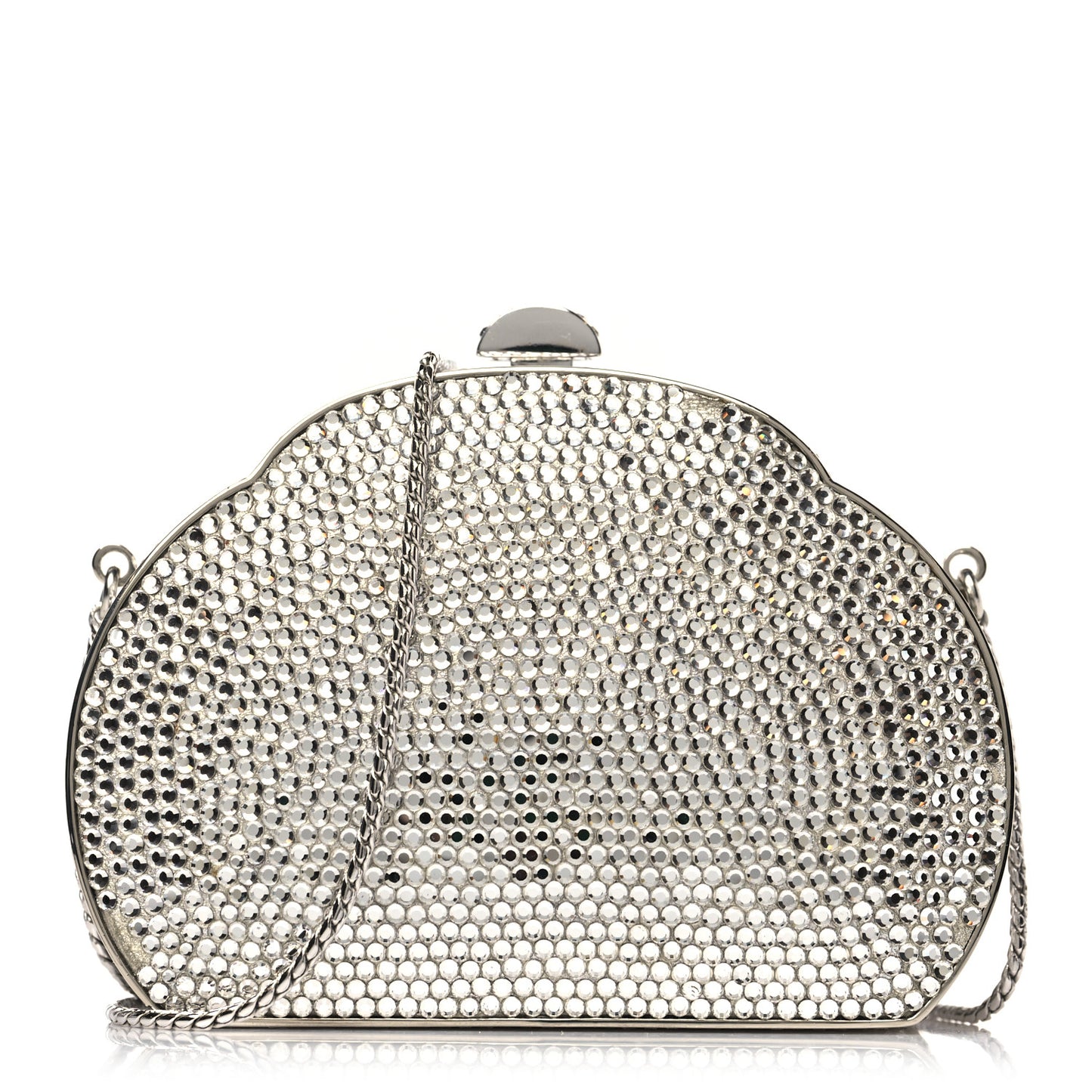 Swarovski Crystal Minaudiere Clutch Silver