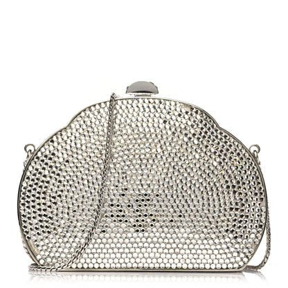 Judith Leiber Swarovski Crystal Minaudiere Clutch Silver 1 of 10