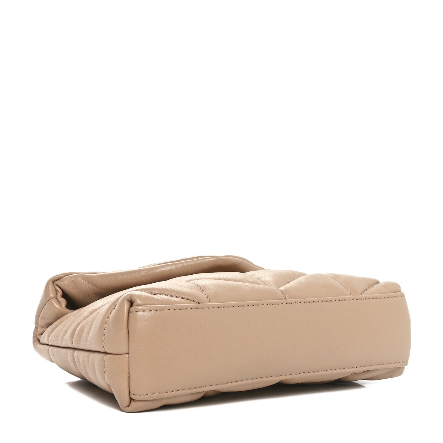Saint Laurent Lambskin Monogram Loulou Puffer Pouch Clutch Dark Beige 4 of 10