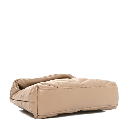 Saint Laurent Lambskin Monogram Loulou Puffer Pouch Clutch Dark Beige 4 of 10