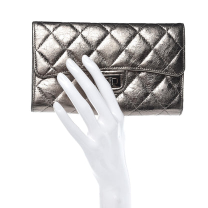 Chanel Metallic Aged Calfskin Quilted Reissue Long Flap Wallet Silver 2 of 13