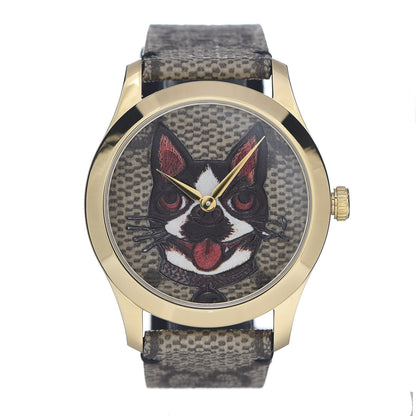 Gucci Stainless Steel Canvas 38mm G-Timeless GG Supreme Bosco Quartz Watch Brown 1 of 5