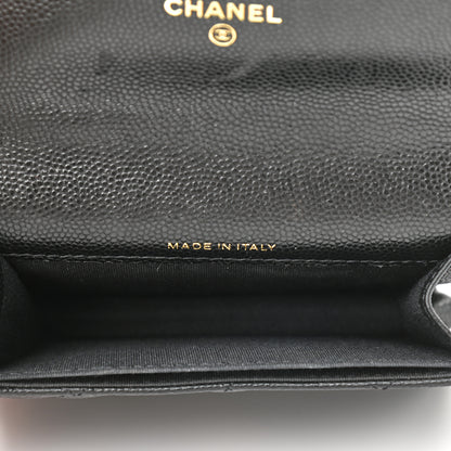 Chanel Caviar Quilted Pearl Card Holder On Chain Black 4 of 9