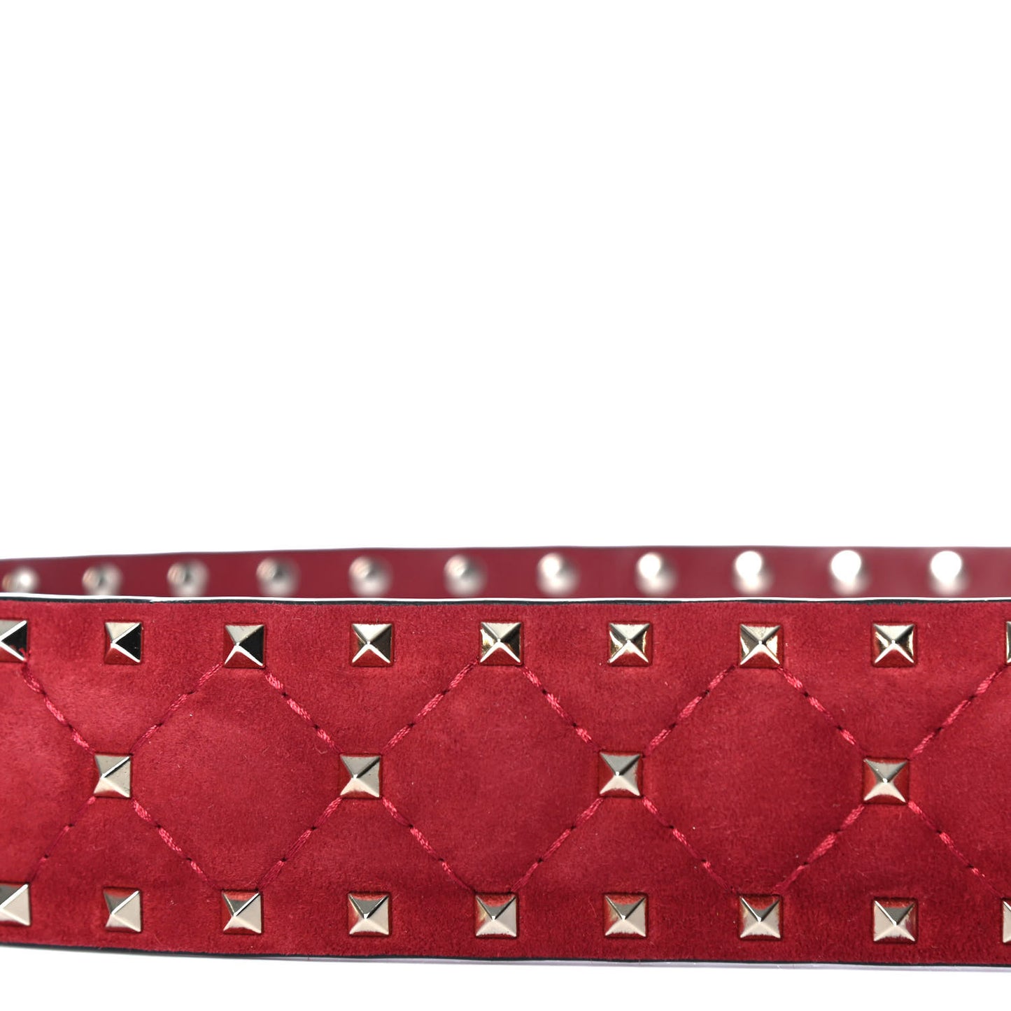 Suede Rockstud Spike Shoulder Strap Rubino