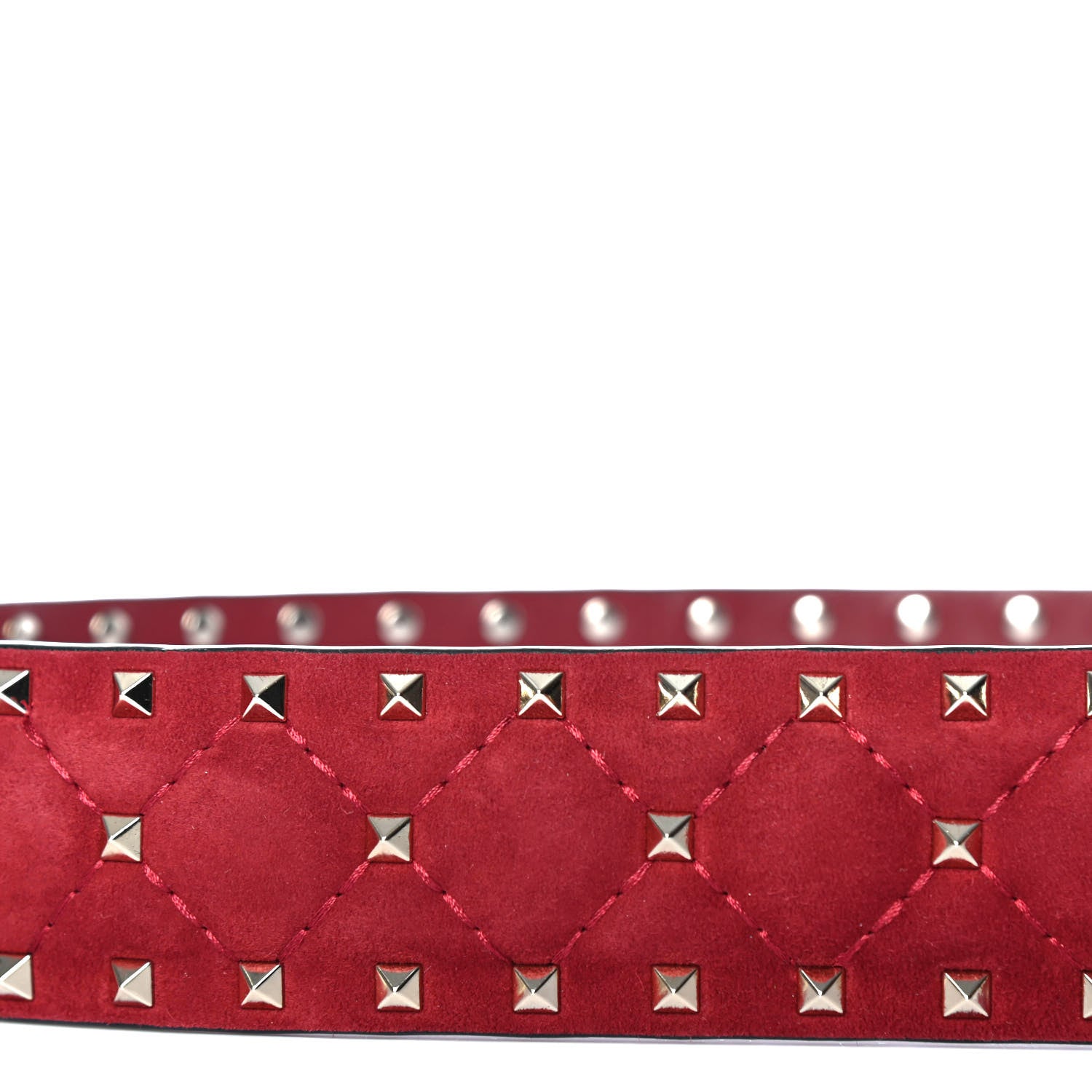 Valentino Garavani Suede Rockstud Spike Shoulder Strap Rubino 4 of 4