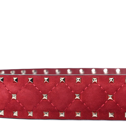 Valentino Garavani Suede Rockstud Spike Shoulder Strap Rubino 4 of 4