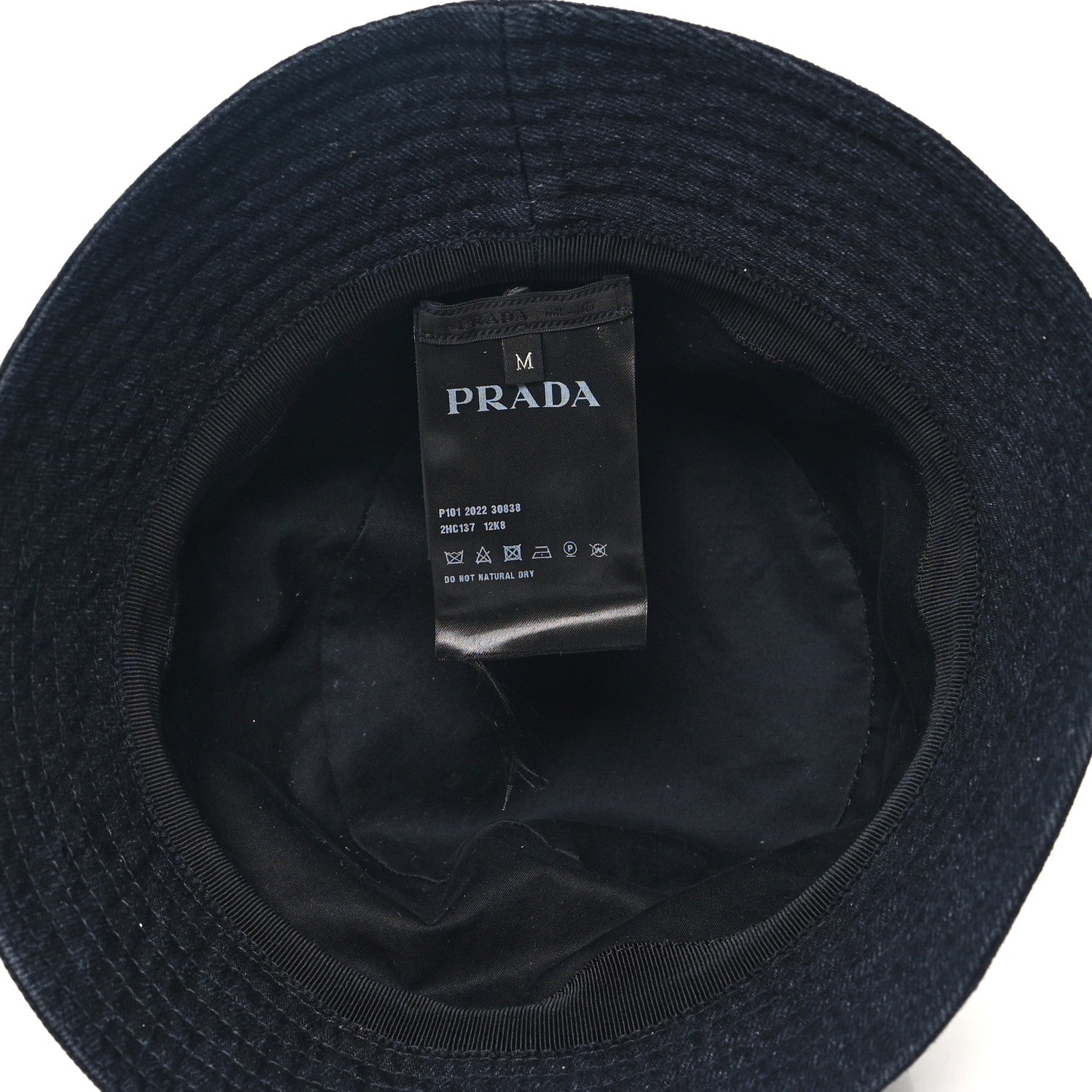 Prada Denim Metal Triangle Logo Bucket Hat M Black 8 of 8