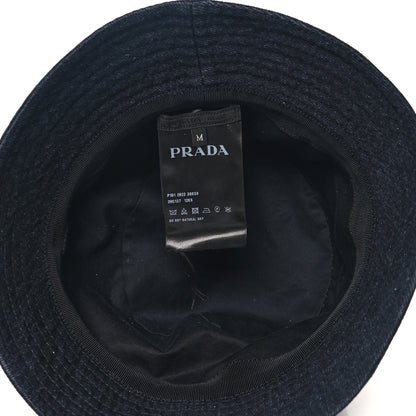 Prada Denim Metal Triangle Logo Bucket Hat M Black 8 of 8