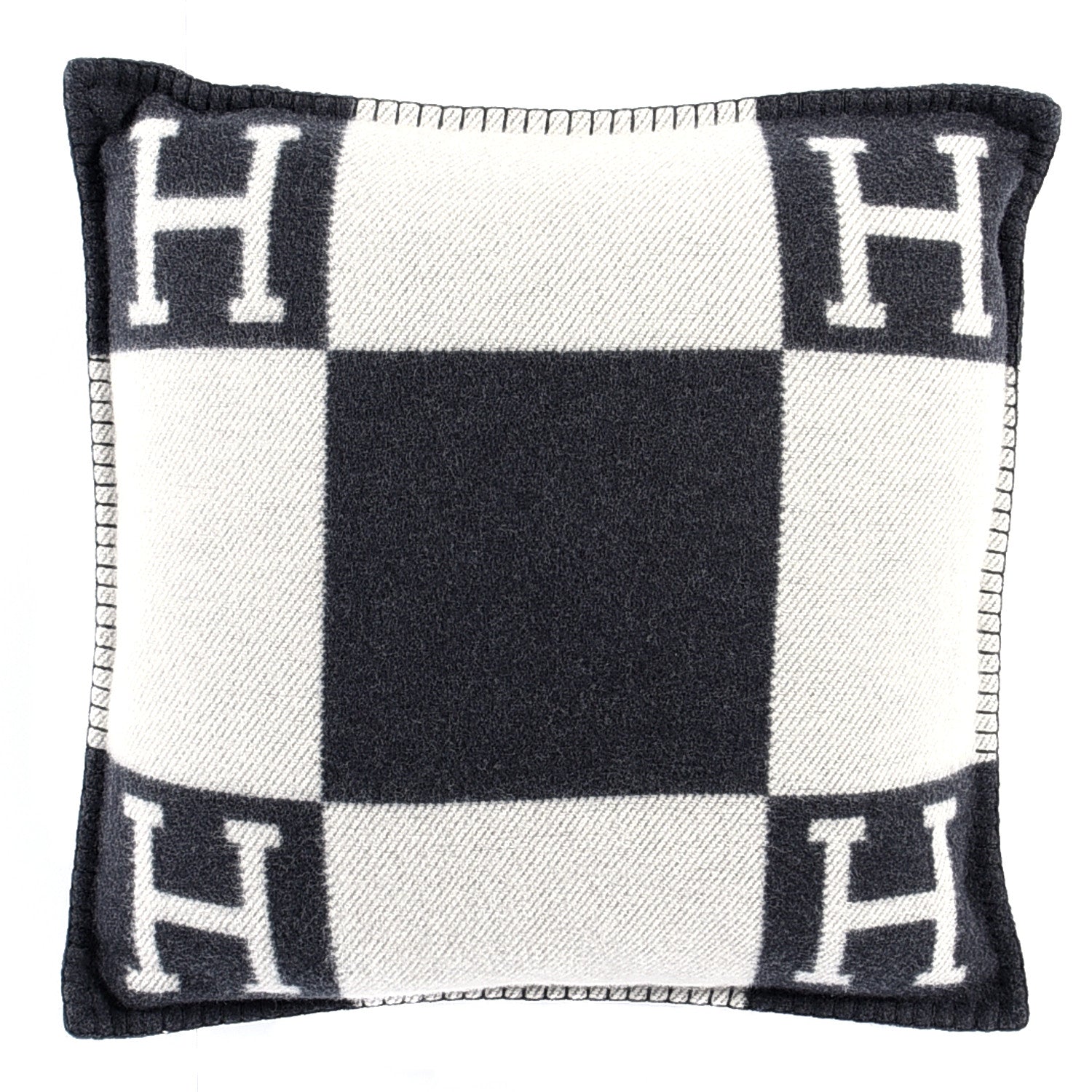 Hermes Wool Cashmere Avalon Pillow PM Ecru Gris Fonce 2 of 3