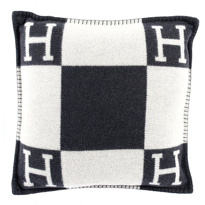 Hermes Wool Cashmere Avalon Pillow PM Ecru Gris Fonce 2 of 3