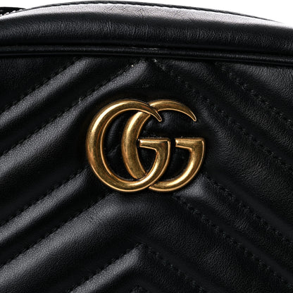 Gucci Calfskin Matelasse Mini GG Marmont Chain Shoulder Bag Black 16 of 17