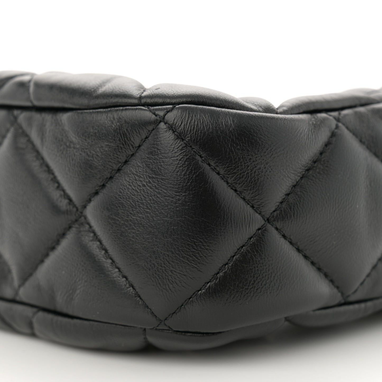 Lambskin Quilted Small Chain Hobo Black