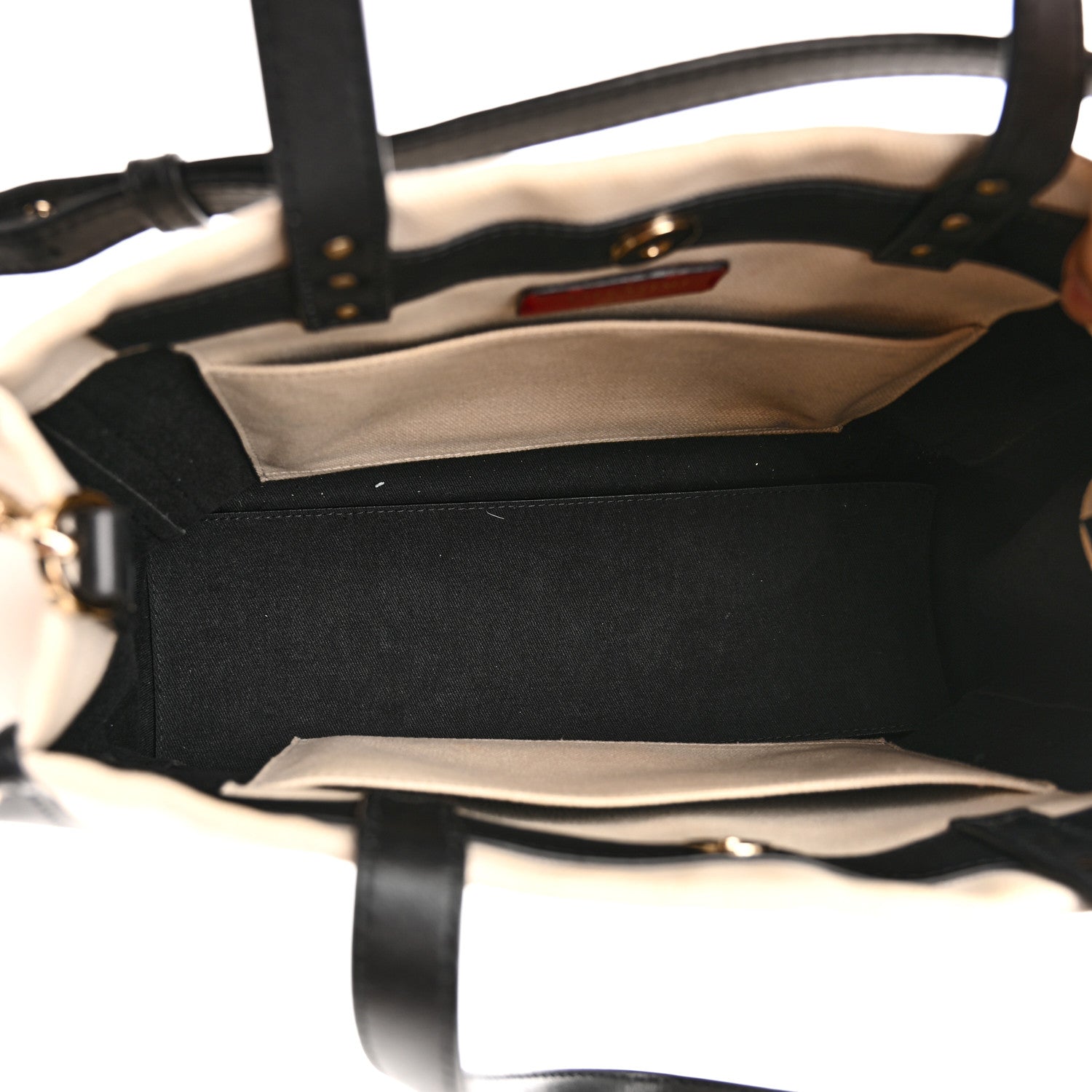Valentino Garavani Canvas Calfskin VLTN Print Small Rockstud Tote Naturale Black 5 of 12