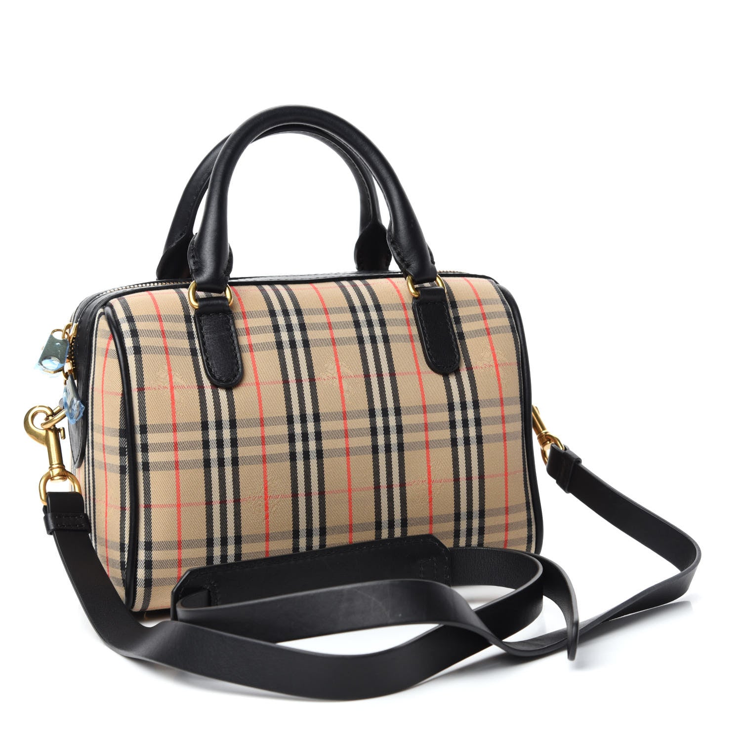 Burberry Smooth Calfskin 1983 Knight Check Link Bowling Bag Black 3 of 10