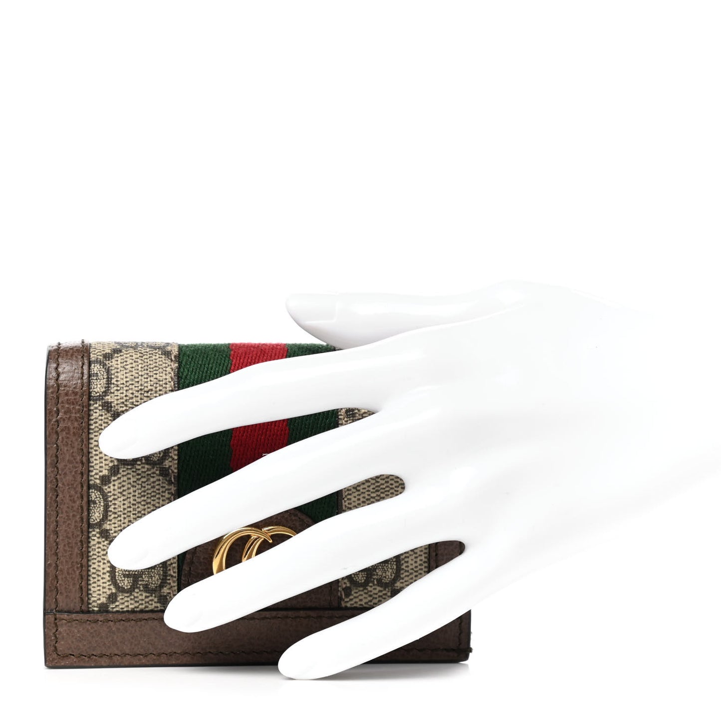 GG Supreme Monogram Web Ophidia Card Case Beige New Acero
