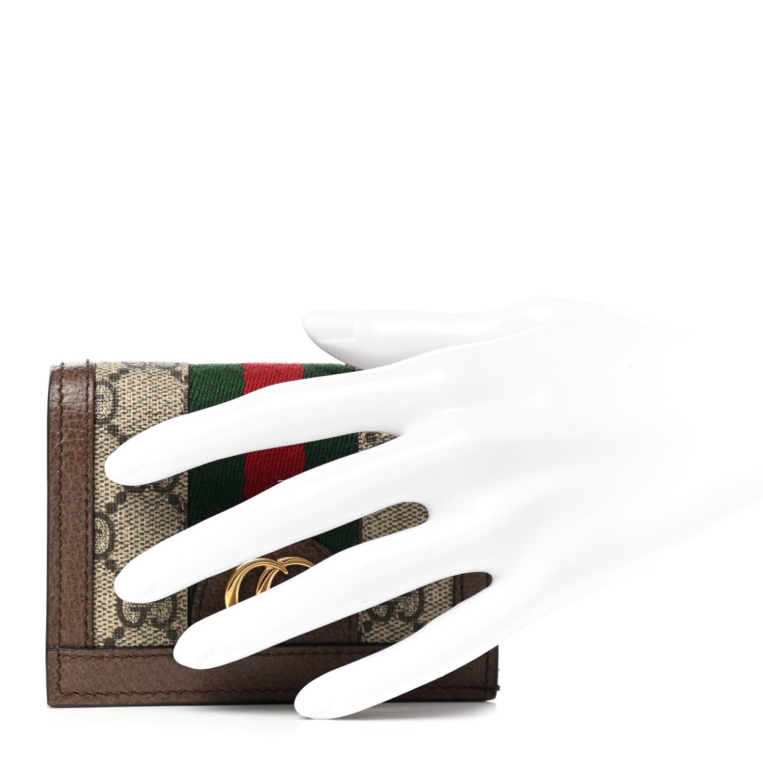 Gucci GG Supreme Monogram Web Ophidia Card Case Beige New Acero 3 of 6