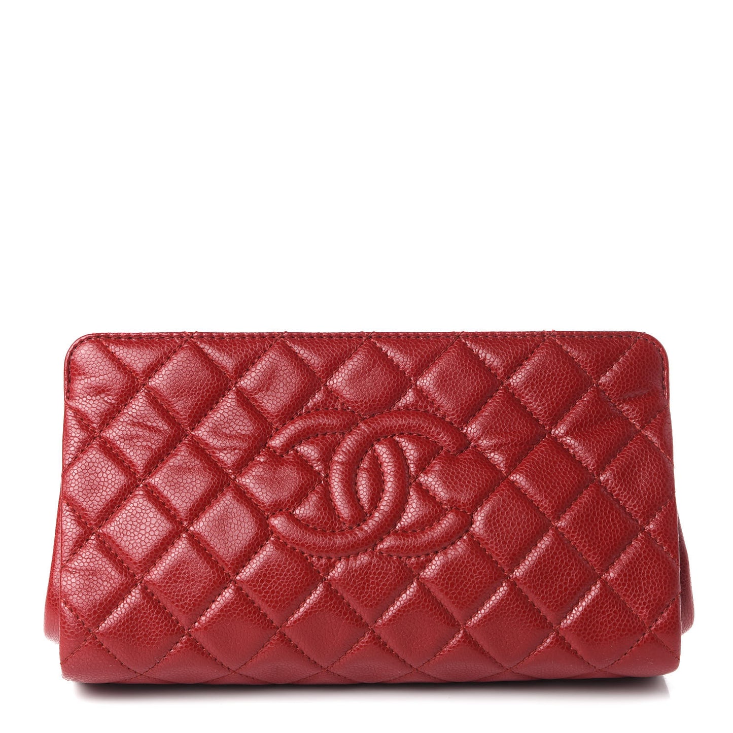 Caviar Quilted CC Clutch Red