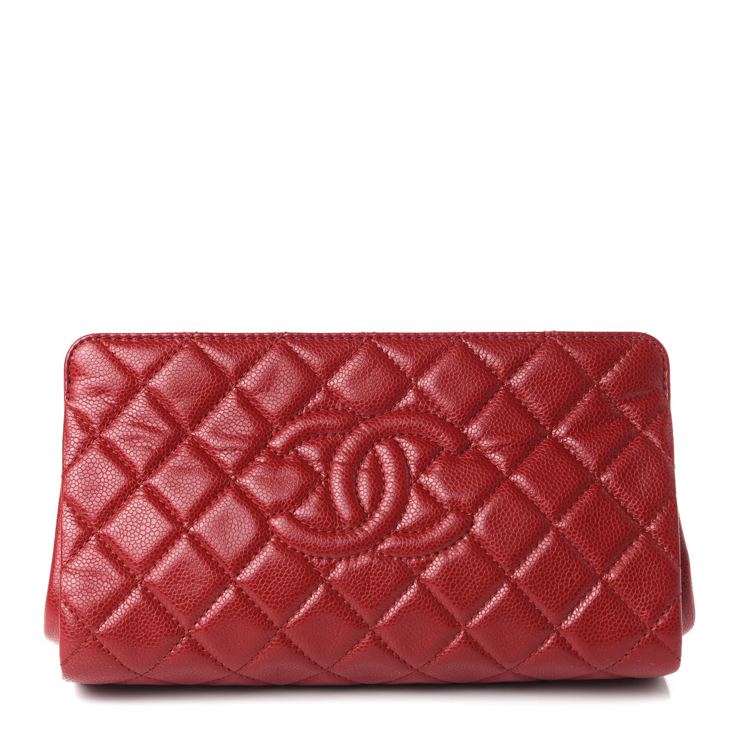 Chanel Caviar Quilted CC Clutch Red 1 of 14