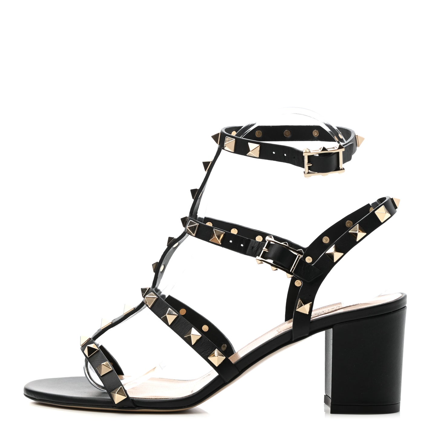 Calfskin Rockstud 60mm City Sandals 38 Black