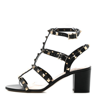 Valentino Garavani Calfskin Rockstud 60mm City Sandals 38 Black 1 of 7