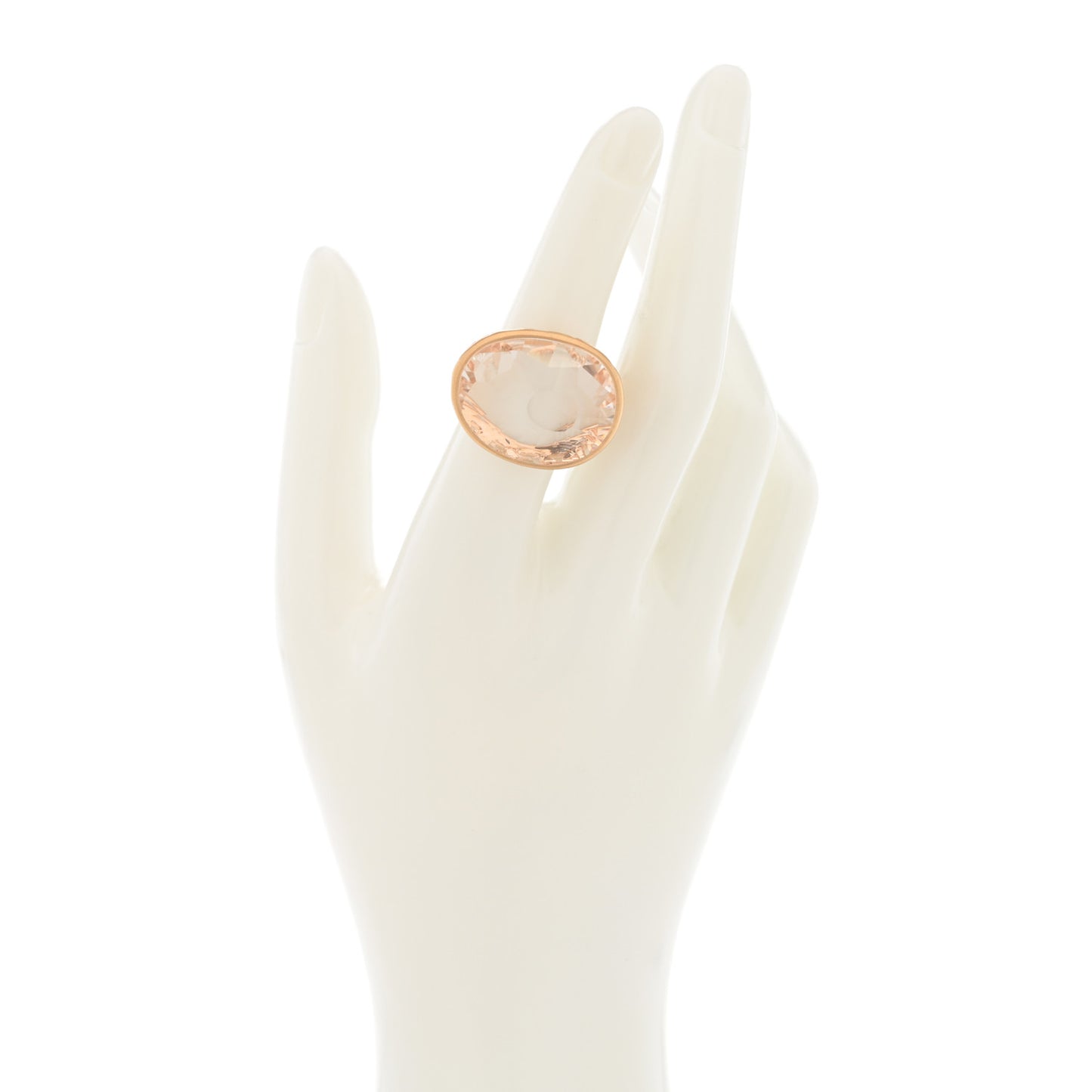 18K Rose Gold Rock Crystal Arabesque Ring 52 6