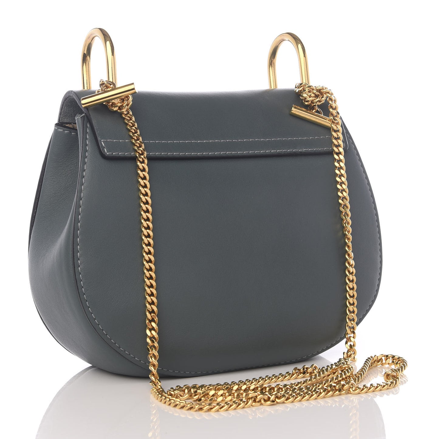 Suede Smooth Calfskin Drew Shoulder Bag Cloudy Blue