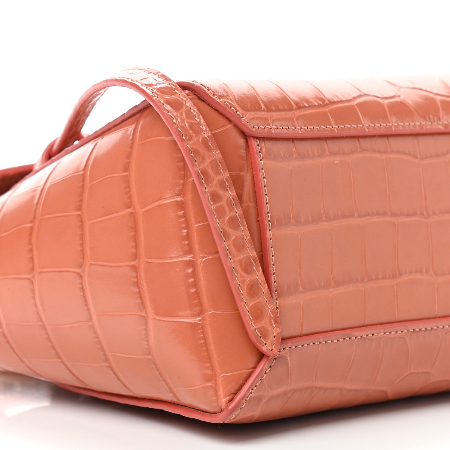 Calfskin Crocodile Embossed Nano Belt Bag Lychee