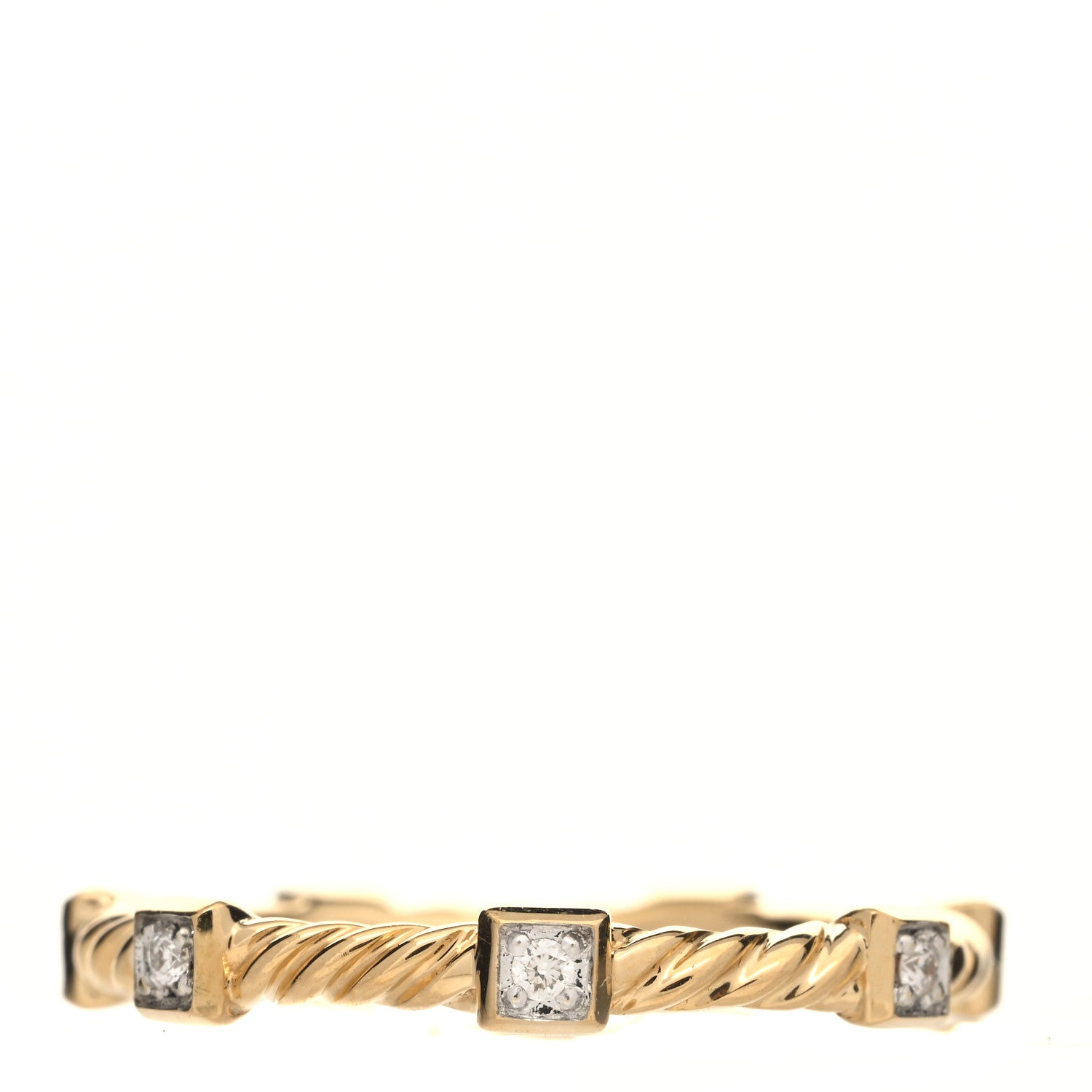 David Yurman 18K Yellow Gold Diamond Cable Collectibles Stack Ring 52 6 1 of 4
