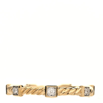 David Yurman 18K Yellow Gold Diamond Cable Collectibles Stack Ring 52 6 1 of 4