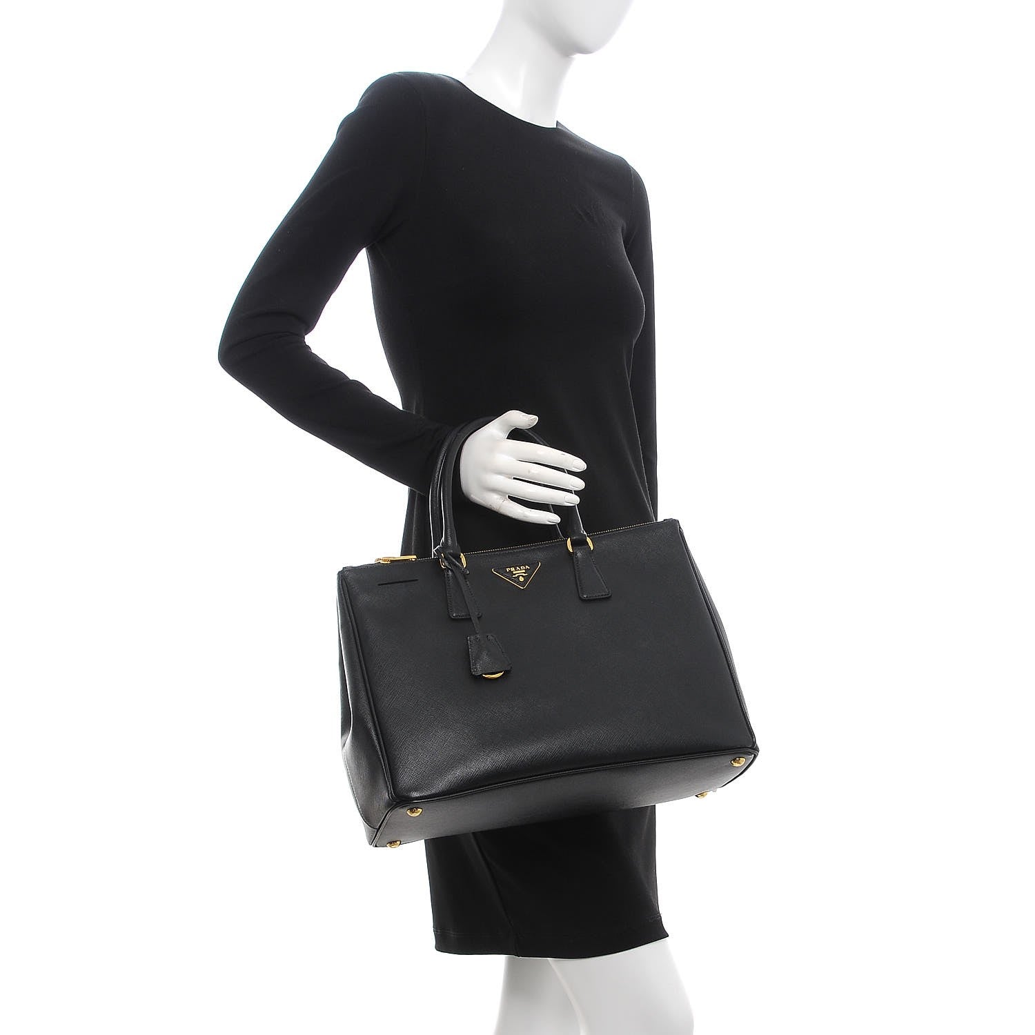 Prada Saffiano Large Galleria Double Zip Tote Black 2 of 9