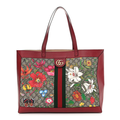 Gucci GG Supreme Monogram Flora Web Large Ophidia Tote Red 3 of 10