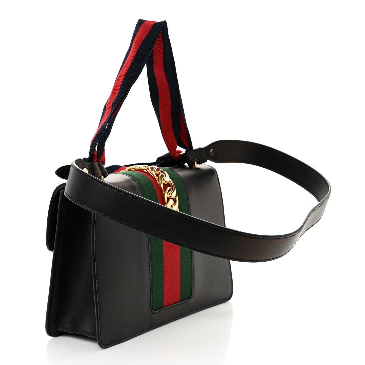 Gucci Calfskin Small Sylvie Shoulder Bag Black 3 of 10