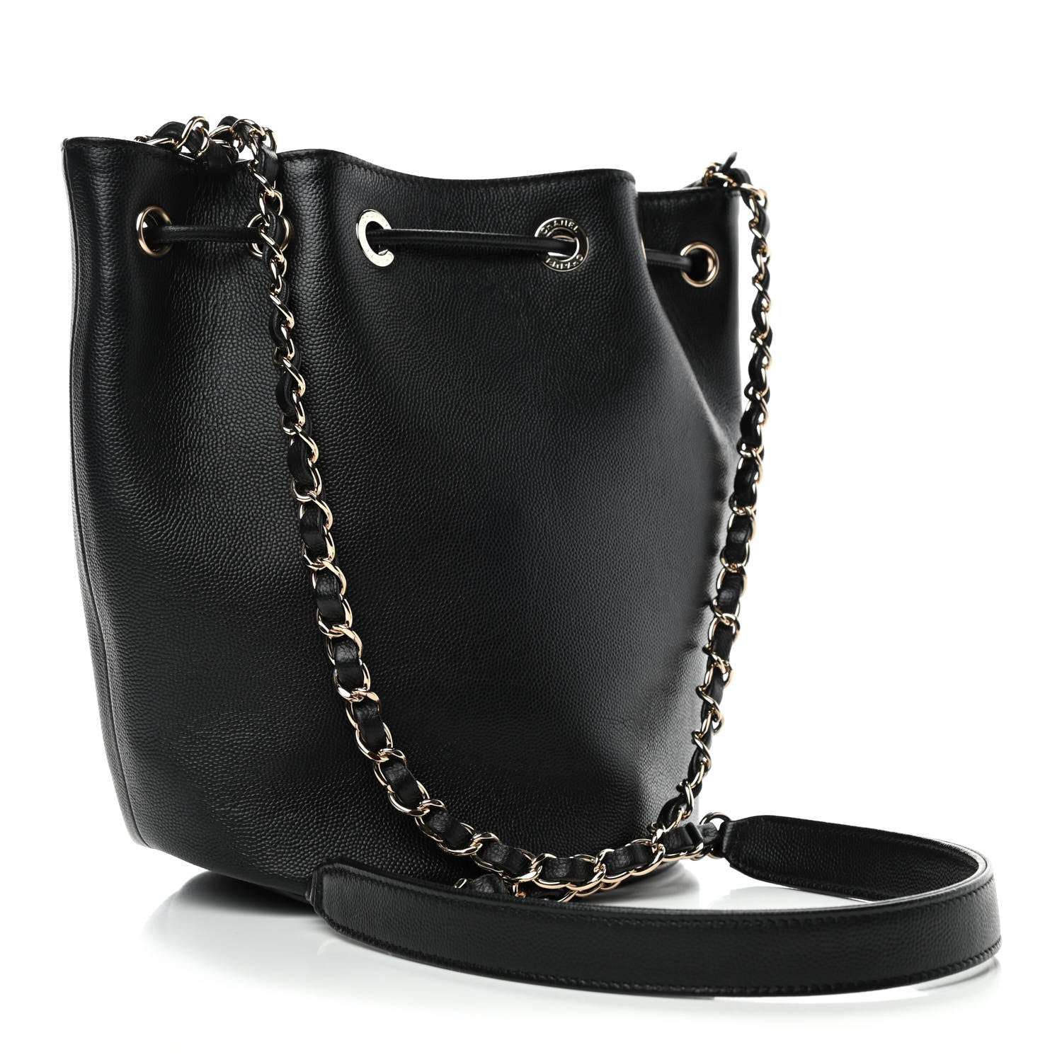 Chanel Caviar Deauville Drawstring Bucket Bag Black 2 of 4