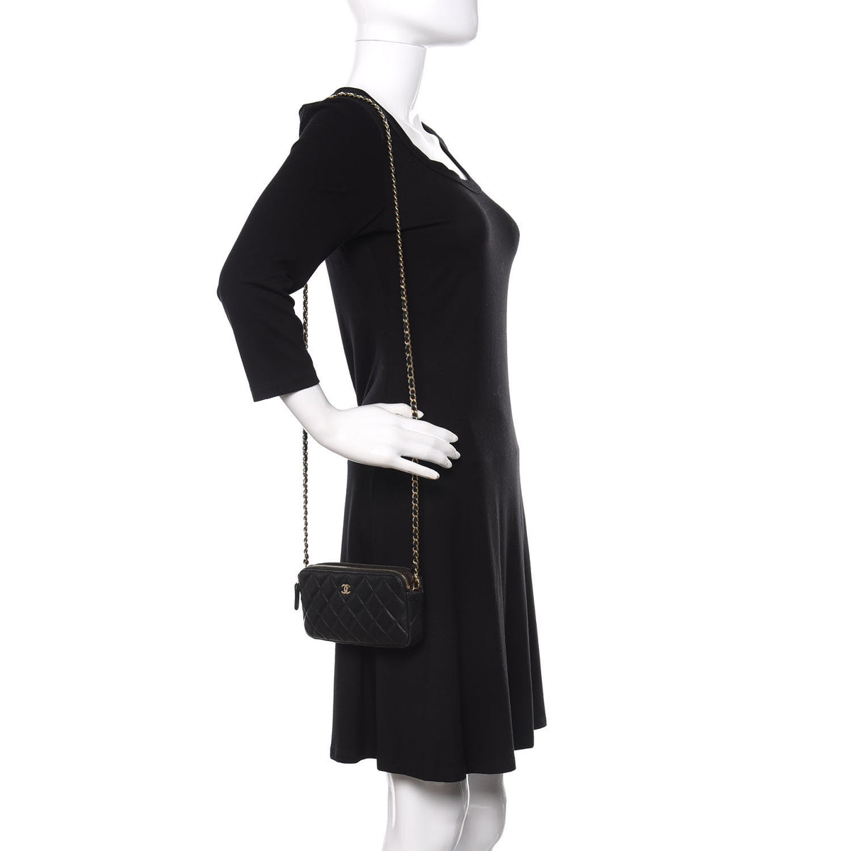 Lambskin Quilted Small Clutch With Chain Black