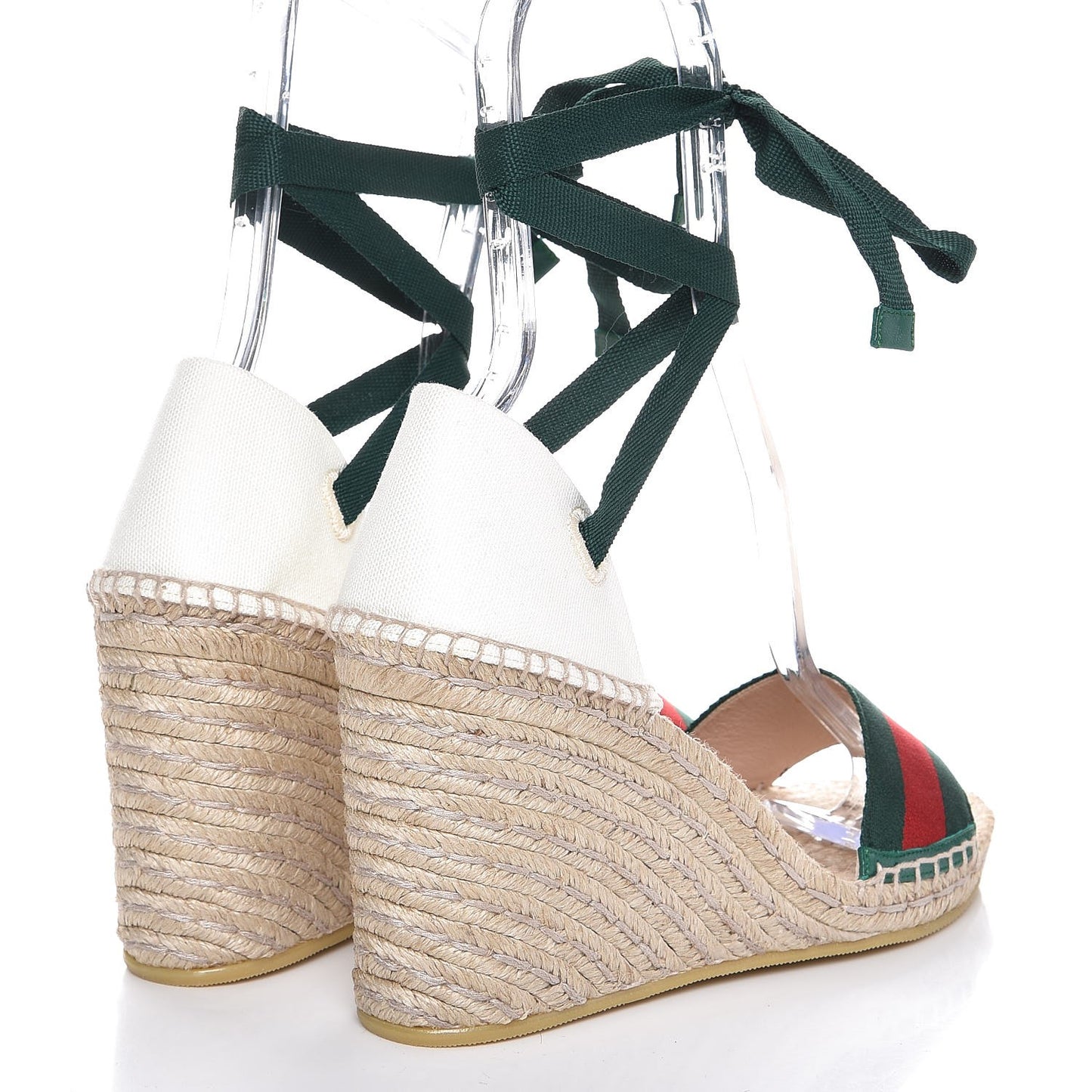 Canvas Malaga Kid Web Ankle Wrap Espadrille Wedge Sandals 40 Green Red Mystic White Emerald