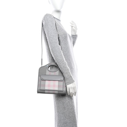 Burberry Calfskin Check Mini Pocket Bag Grey 2 of 9