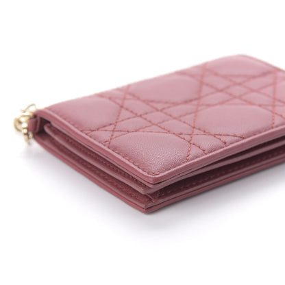 Christian Dior Lambskin Cannage Small Lady Dior Flap Card Holder Burgundy 6 of 9