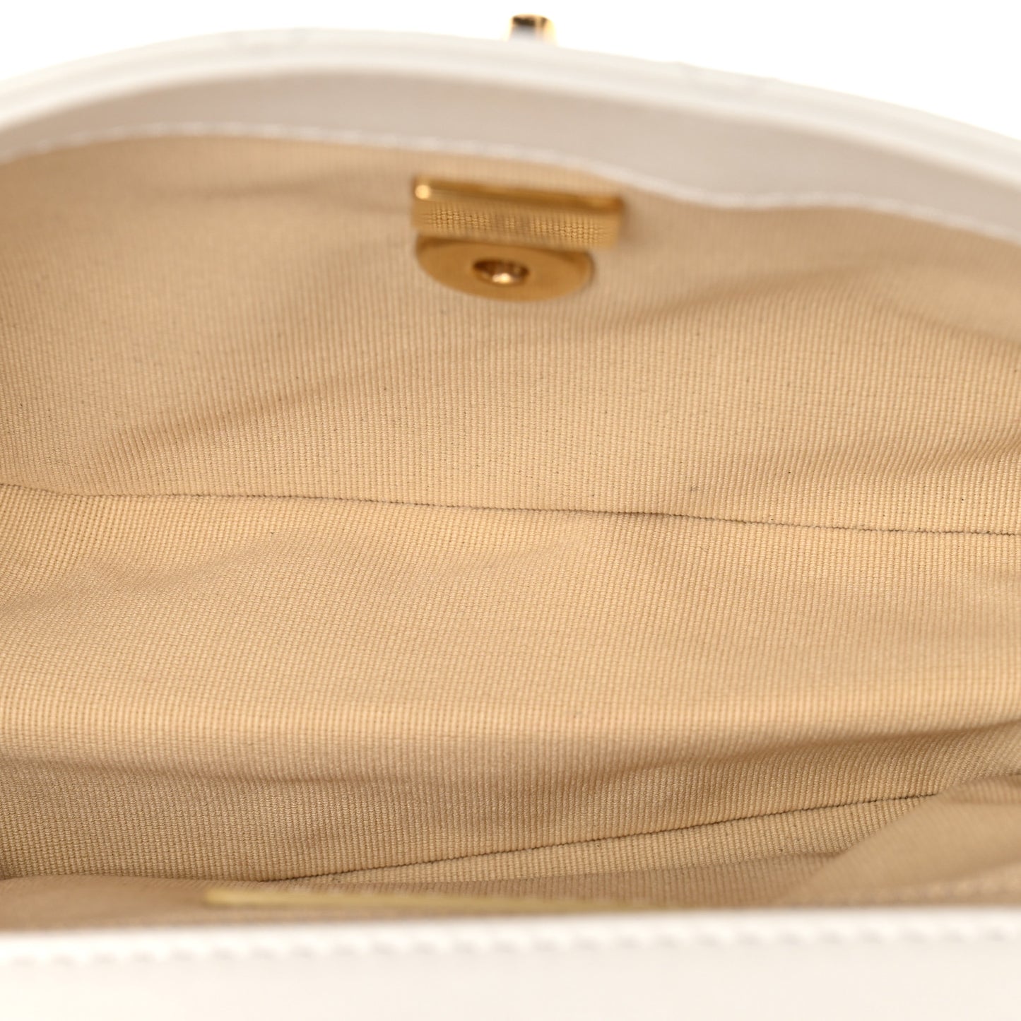 Lambskin Quilted Chain Bar Top Handle Flap White