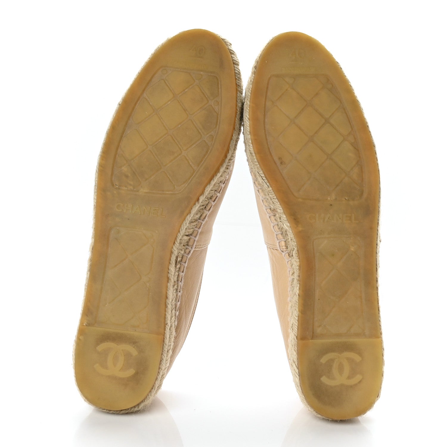 Chanel Lambskin CC Espadrilles 40 Beige Black 5 of 7