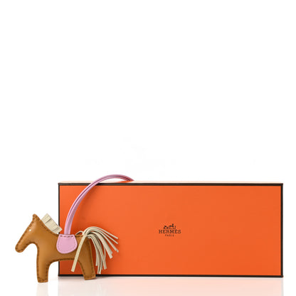 Hermes Milo Lambskin Grigri Rodeo Horse Bag Charm PM Sesame Mauve Sylvestre Craie 4 of 4