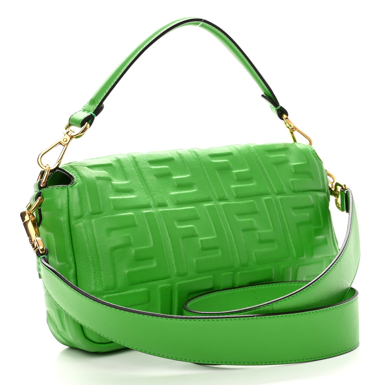 Fendi Nappa FF 1974 Embossed Baguette Tomatillo 3 of 9