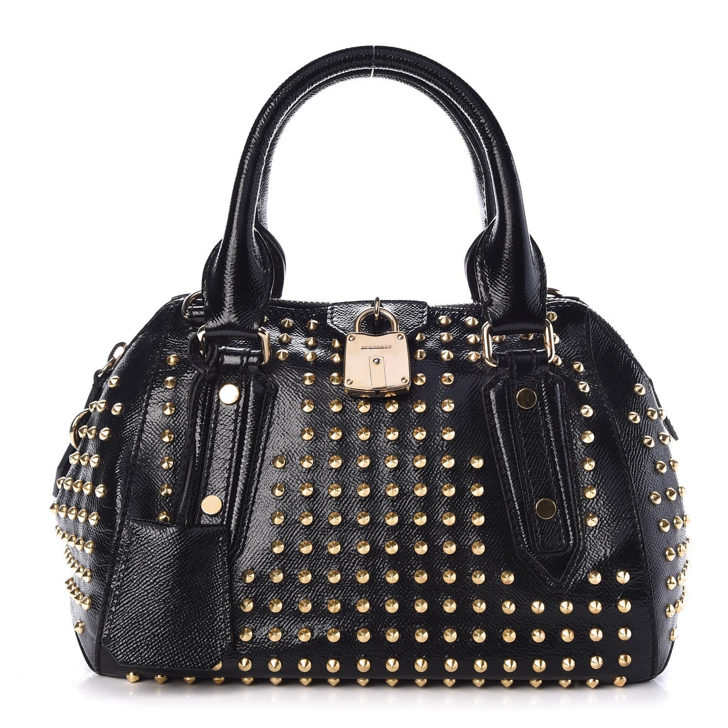 Burberry Patent Calfskin Studded Small Blaze Bowler Bag Black 1 of 8