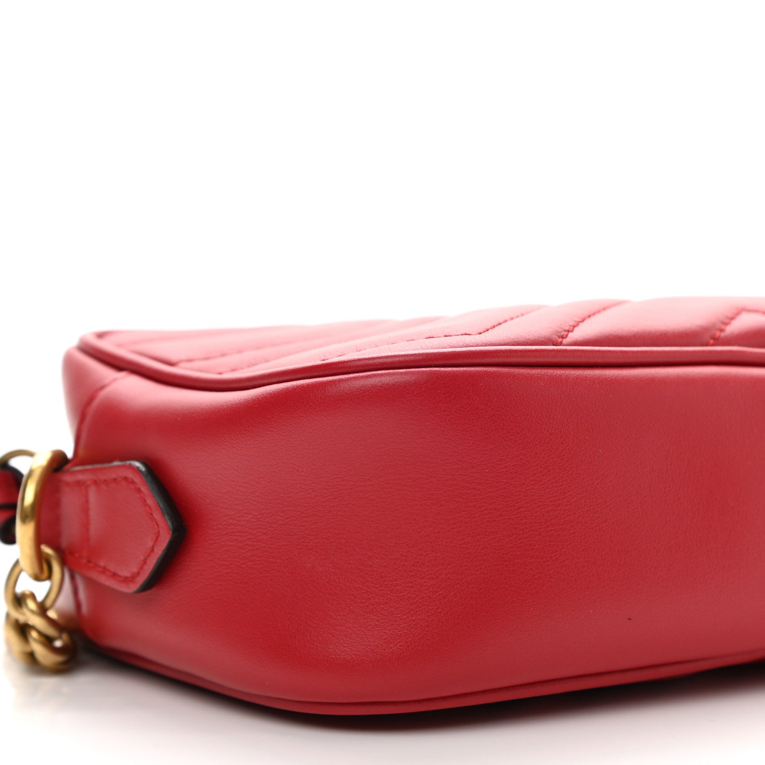 Gucci Calfskin Matelasse Mini GG Marmont Chain Shoulder Bag Hibiscus Red 9 of 10