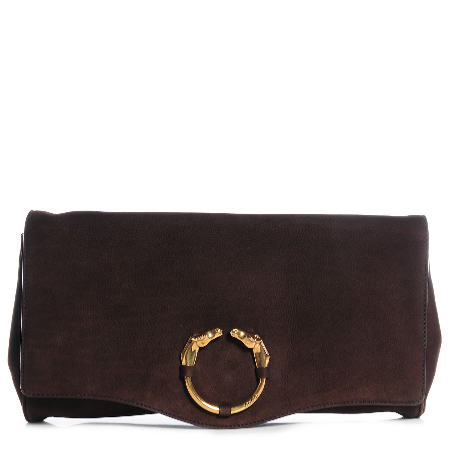 Gucci Nubuck Ribot Horse-Heads Clutch Brown 1 of 7