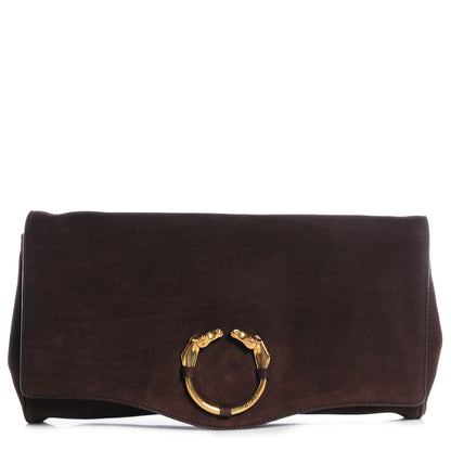 Gucci Nubuck Ribot Horse-Heads Clutch Brown 1 of 7
