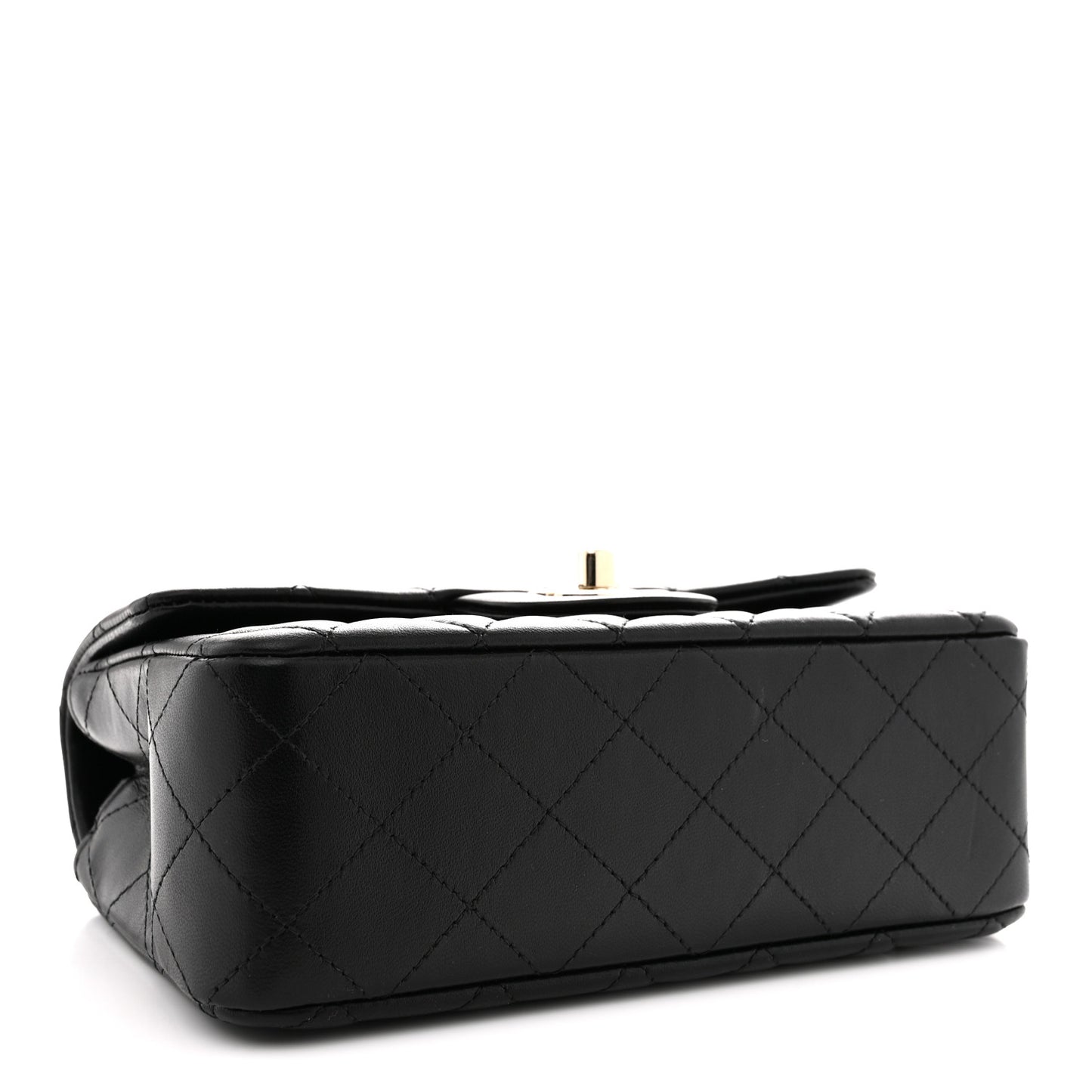 Lambskin Quilted Mini Rectangular Flap Black