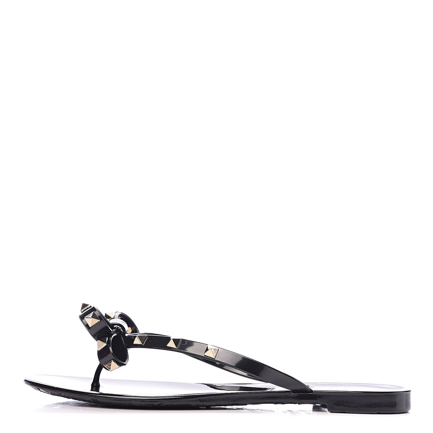 Valentino Garavani PVC Jelly Rockstud Bow Thong Sandals 40 Black 1 of 9