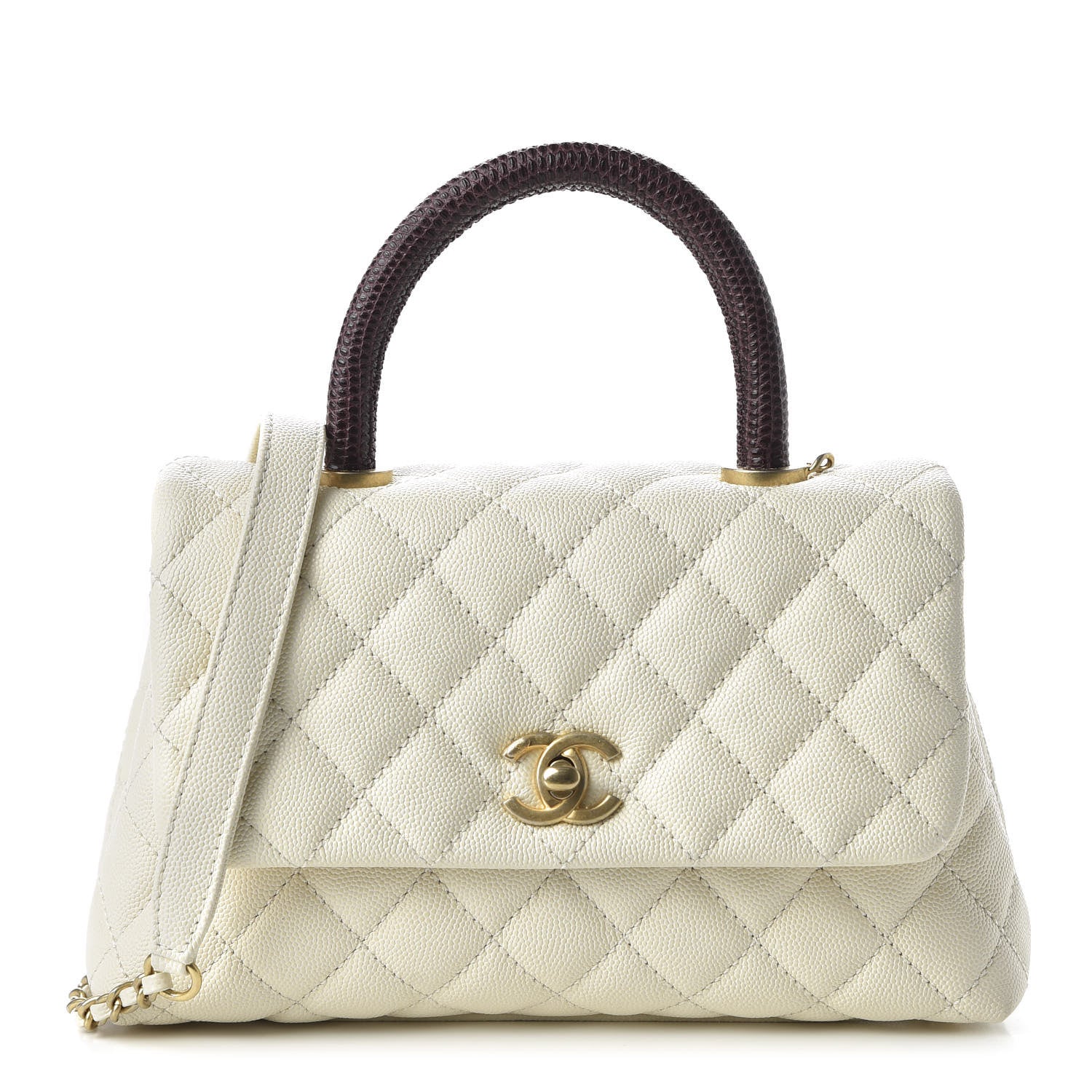 Chanel Caviar Lizard Quilted Mini Coco Handle Flap White 1 of 10
